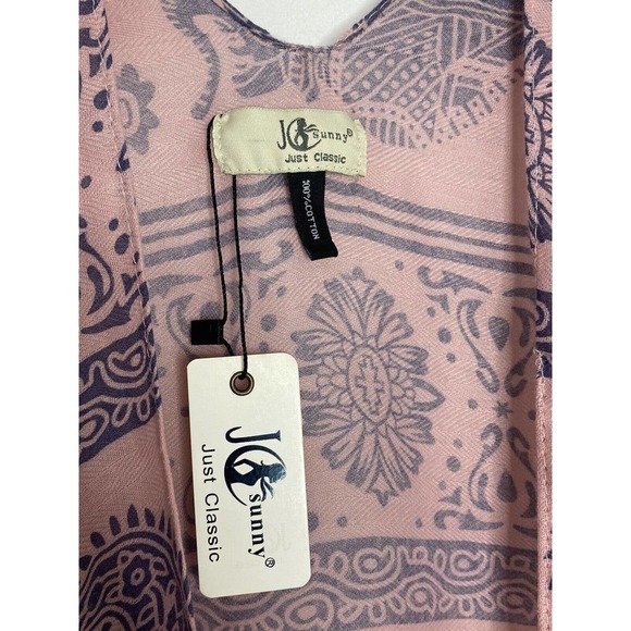 JC Sunny Kimono Wrap Beautiful Indian Pink Elephant Print Cotton One Size New - Picture 3 of 5